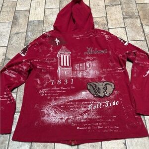 Alabama University Ladies Studio Gem Red Zip-up Hoodie Sz XL